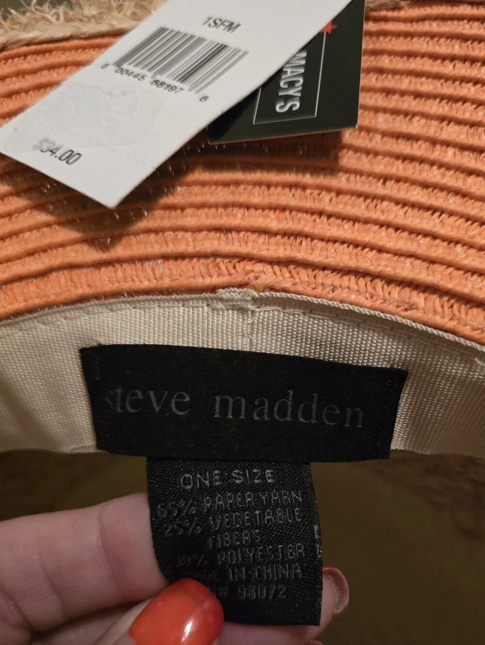 Steve Madden Straw Colorblocked Panama Hat Womens One Size Fits Most: OS/Orange